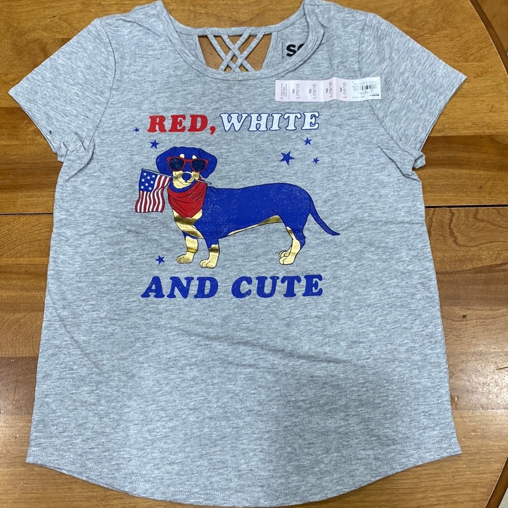 NWT. SO, girl’s size 7, patriotic Doxie t-shirt. - Picture 7 of 9